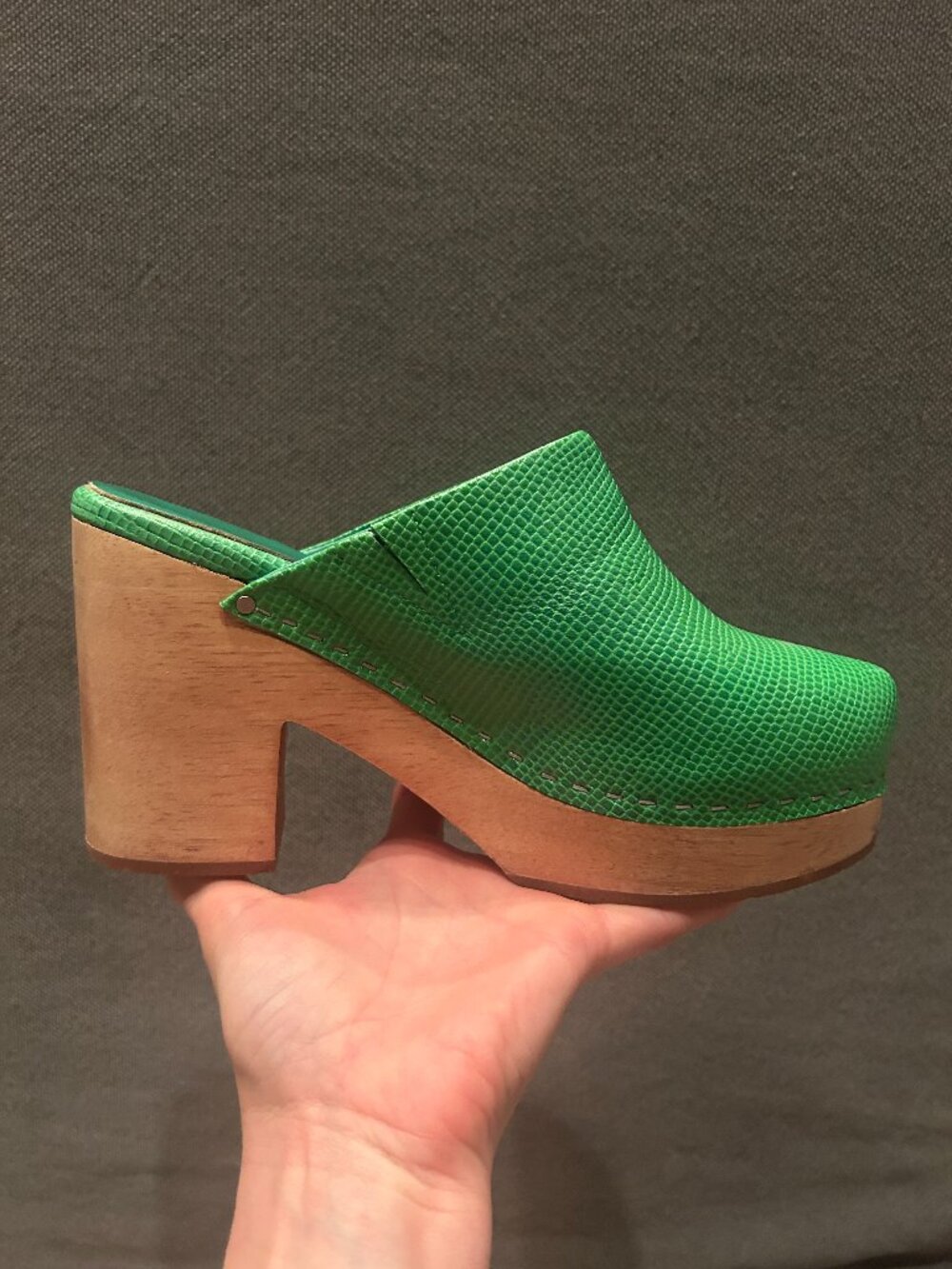 Charlotte Stone Heeled Clogs (Size 8) (3.75" heel)